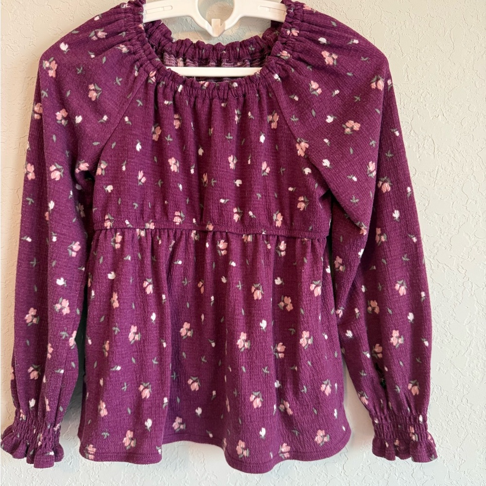 Cat & Jack Purple Floral Ruffle Top